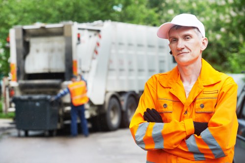 Construction site with waste materials ready for disposal