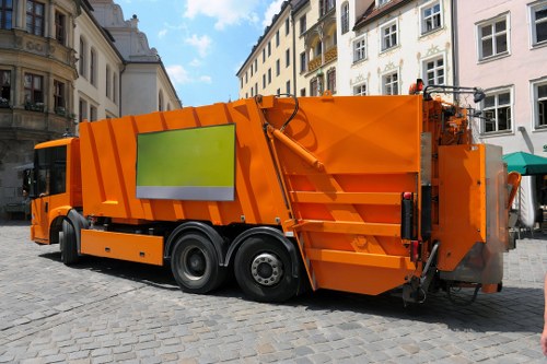 Illustration representing skip hire services in Hoxton with cookie icon